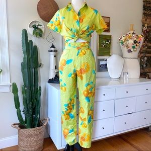 Vintage 90s 2-Piece Set Orange Slice Top & Pants | vintage set|